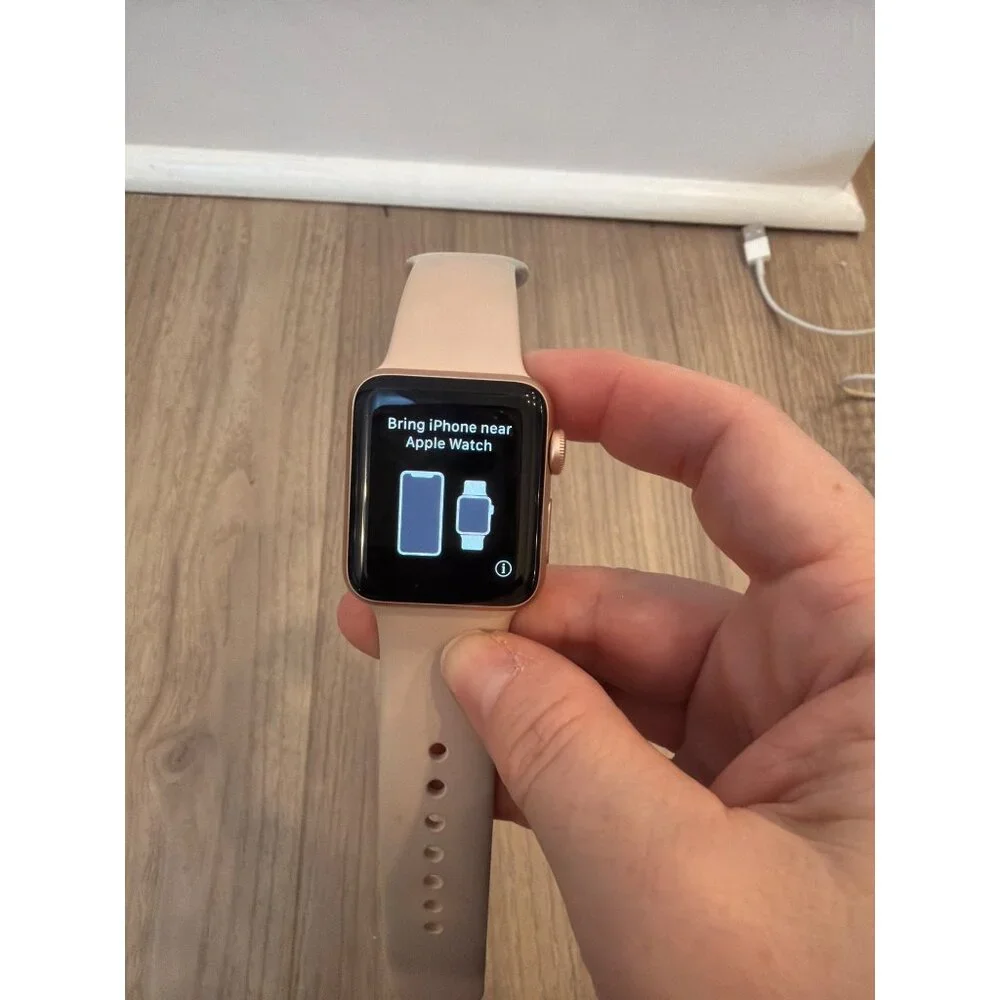 Apple Watch Series 3 38mm Gold Aluminum Case With Pink Sand Sport Band & Charger